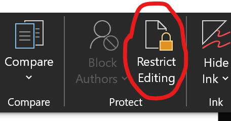 Click on Restrict Editing